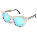 Topfoxx - Selena Blue Silver - Silver Oversized Cat Eye Sunglasses for Women - Side Details