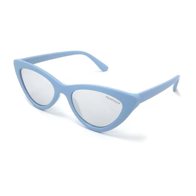 Topfoxx Sunglasses Matrix Cat Eye Matte Blue Frame Silver Lens