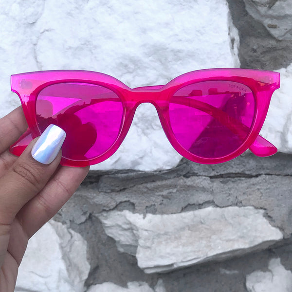 TopFoxx - Brittany Pink Flamingo - Round Sunglasses for Women - Pink Sunglasses - Womens Shades