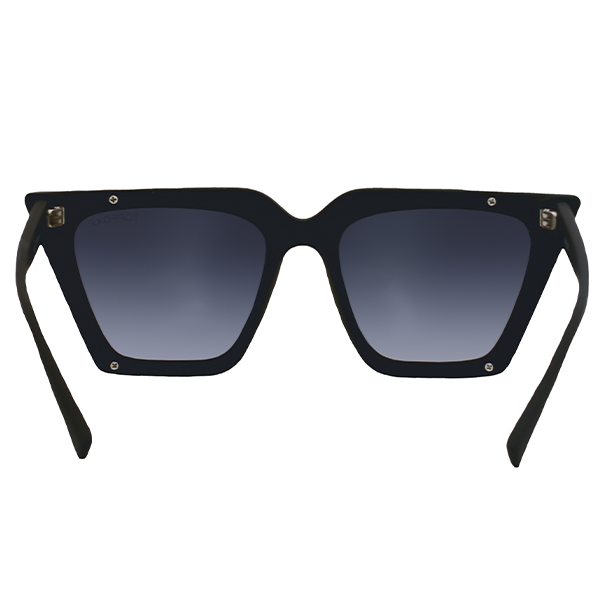TopFoxx - The CEO - Faded Black Cat Eye Oversized Sunglasses for Women - Designer Shades - Back Details