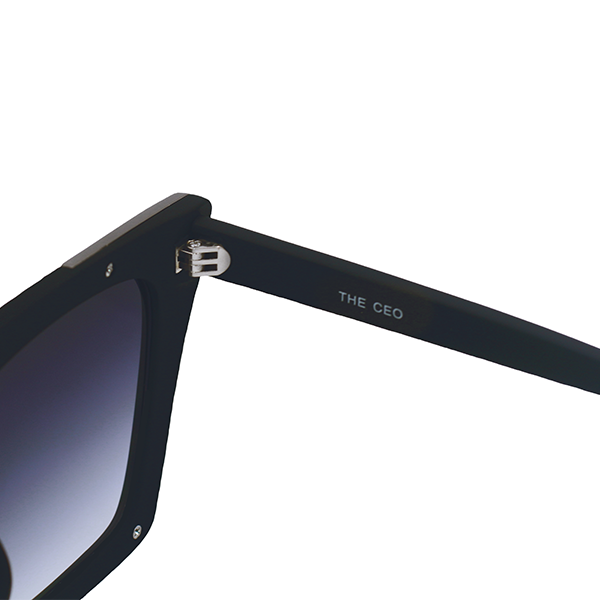 TopFoxx - The CEO - Faded Black Cat Eye Oversized Sunglasses for Women - Designer Shades - Arm Details