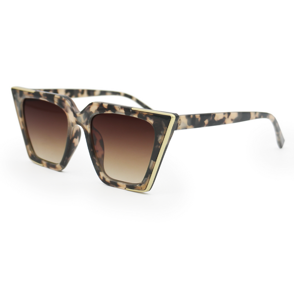 Tortoise geometric cat-eye sunglasses | The CEO Sustainable Tortoise Sunglasses | Side View |TopFoxx 