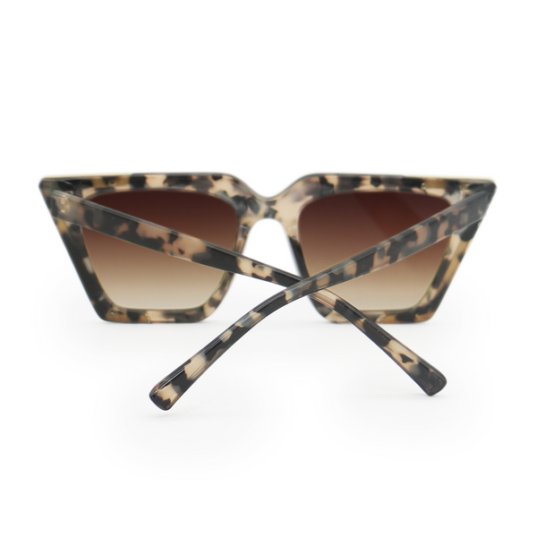 Tortoise geometric cat-eye sunglasses | The CEO Sustainable Tortoise Sunglasses | Back Details |TopFoxx