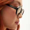 Hexagonal Black Womens Sunglasses | TopFoxx | Model 2