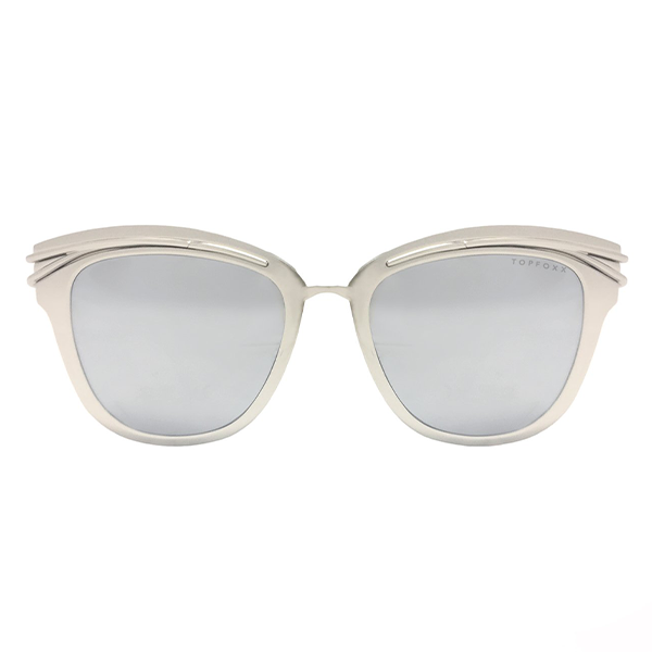 Topfoxx - Candy - Rose Gold Cat Eye Sunglasses for Women - Silver mirrored sunglasses