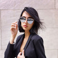 Topfoxx - Candy - Silver Oversized Cat Eye Sunglasses - Large Cat Eye sunglasses - Model 2