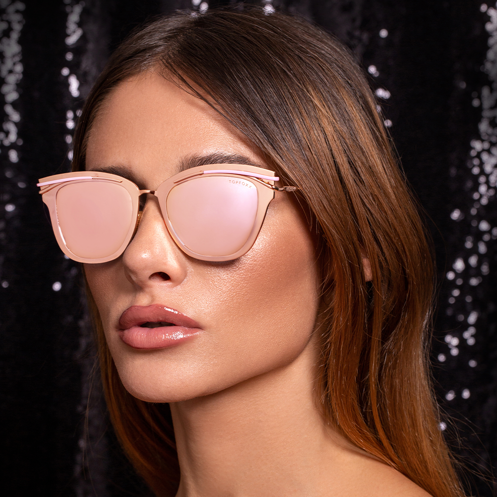 Topfoxx - Candy - Rose Gold Cat Eye Sunglasses for Women - rose gold mirrored sunglasses - Model 
