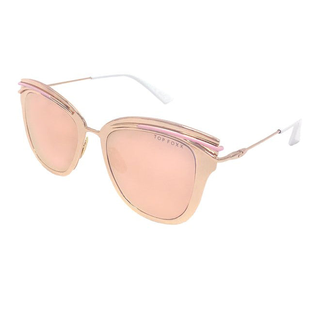 Topfoxx - Candy - Rose Gold Cat Eye Sunglasses for Women - rose gold mirrored sunnies