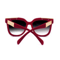 TopFoxx - Coco - Red Velvet Square Oversized Sunglasses for Women - faded sunglasses lenses - Back Profile