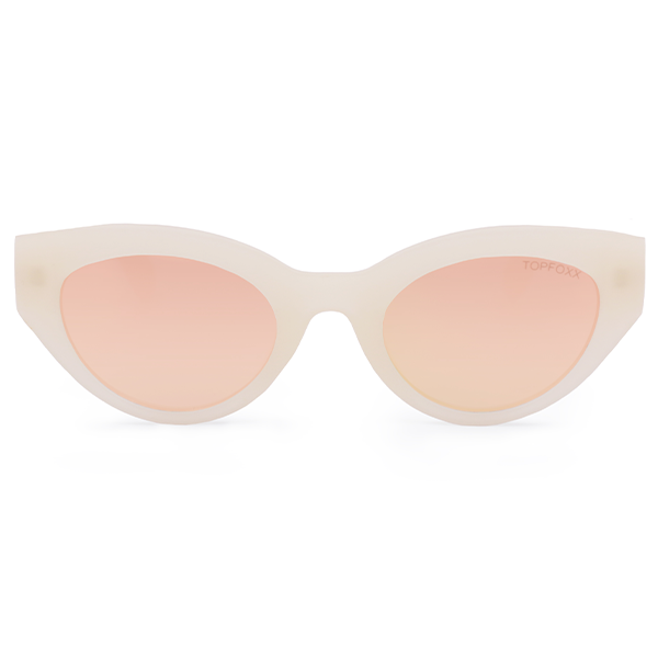 TopFoxx - Elizabeth - Rose Gold Oversized Cat Eye Sunglasses for women - Mirrored Cat-Eye shades for women 