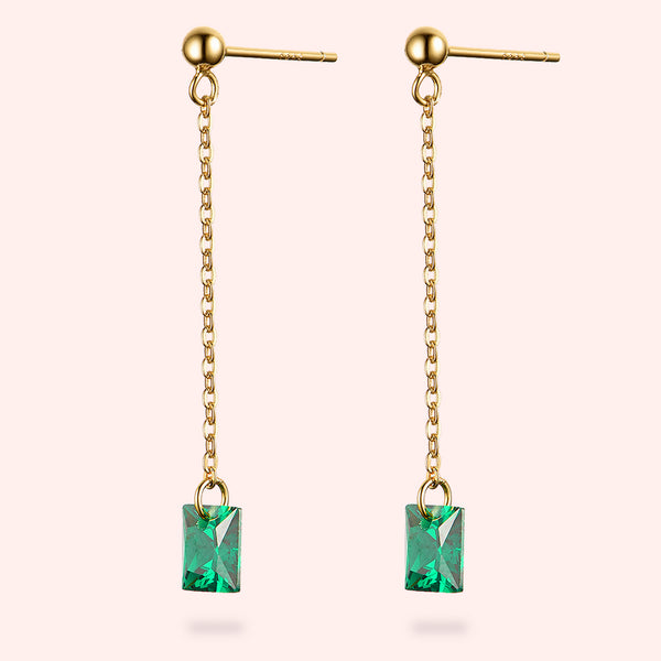 Topfoxx Jewelry Sterling Silver Earrings Enlightened Emerald Crystal