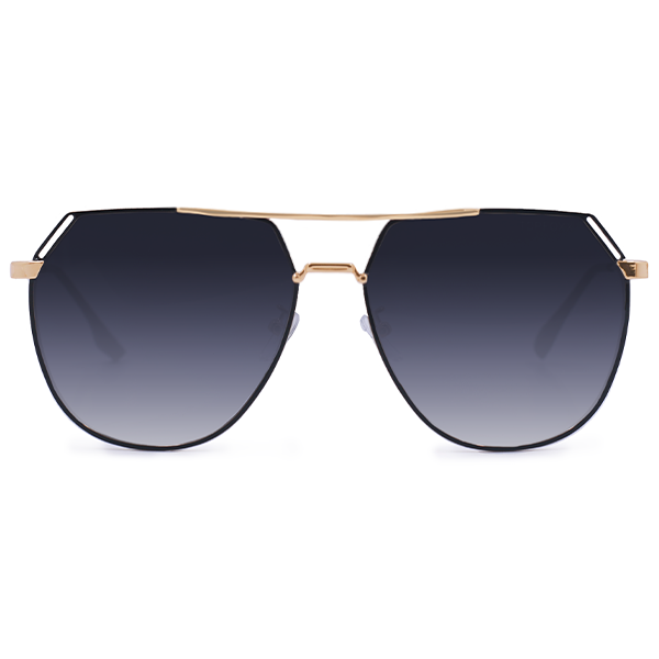 Aviator Sunglasses for Women Oversized -  Black and Gold Aviator - Farrah Midnight - TopFoxx 
