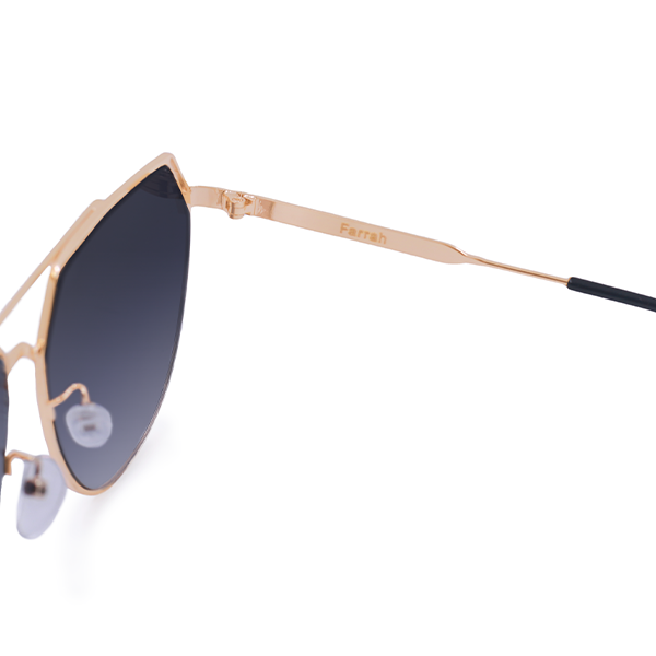 Aviator Sunglasses for Women Oversized - Black and Gold Aviator - Farrah Midnight - TopFoxx - Arm Details