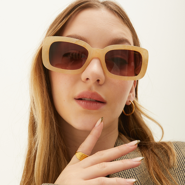 TopFoxx - Gigi Chai Latte - Sustainable Sunglasses for Women Oversized - Eco Eyeware - Model 2