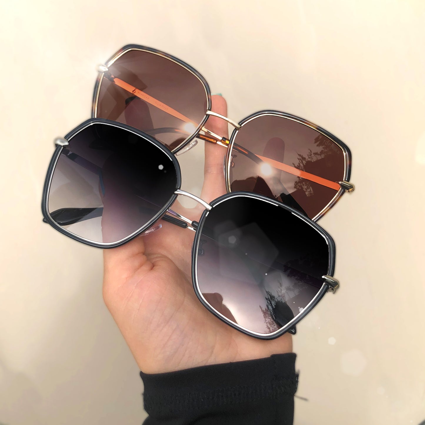 TopFoxx - Maya - Oversized Polarized Tortoise Shell Womens Sunglasses - Trendy Oversized Sunnies