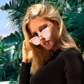 TopFoxx - Marilyn - Round Rose Gold Mirrored Polarized Womens Sunglasses - Model