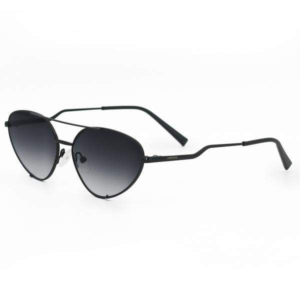 Lucky Star | Black Cat-Eye Aviator Women's Sunglasses | Side Profile | TopFoxx
