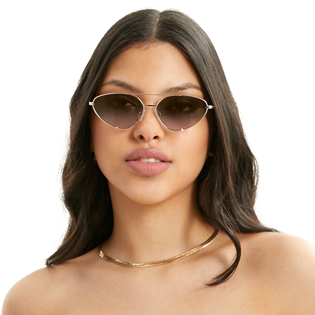 Lucky Star | Brown Cat-Eye Aviator Women's Sunglasses | Model | TopFoxx
