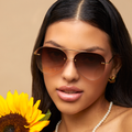 TopFoxx - Narrow Megan 2 - Faded Brown Aviators Sunglasses For Women - Model 1