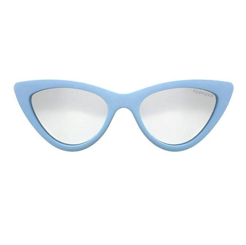 TopFoxx Matrix Matte Blue Silver Women's Cat Eye Sunglasses