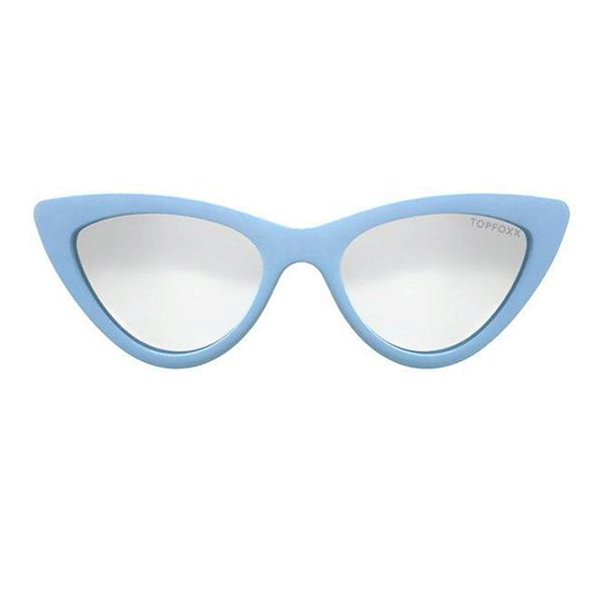 TopFoxx Matrix Matte Blue Silver Women's Cat Eye Sunglasses