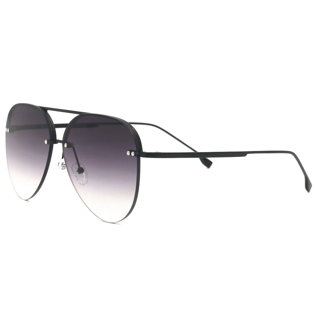 TopFoxx - Narrow Megan 2 - Faded Black Aviators Sunglasses For Women - Side Profile