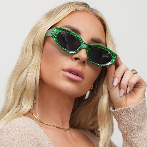 Kat x Money Moves - Green Cateye Sunglasses
