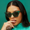Sustainable Sunglasses for Women - Oversized Cat Eye Shades - Nature - Amazon Rainforest - Model 3 -TopFoxx