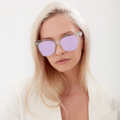 TopFoxx - Venice - Cat Eye Clear Purple Women's Oversized Sunglasses - Model 