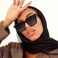 TopFoxx - The CEO - Faded Black Cat Eye Oversized Sunglasses for Women - Designer Shades - Model 2