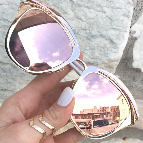 Topfoxx - Candy - Rose Gold Polarized Sunglasses for Women - Cat Eye Sunglasses - Polarized Trendy Sunnies