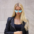 Topfoxx - Selena Blue Silver - Silver Oversized Cat Eye Sunglasses for Women - Model 2