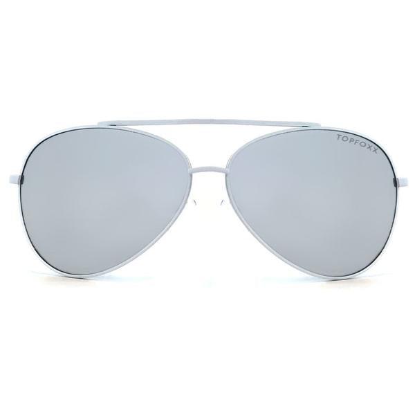TopFoxx Amelia Silver Women's Mirrored Aviator Sunglasses