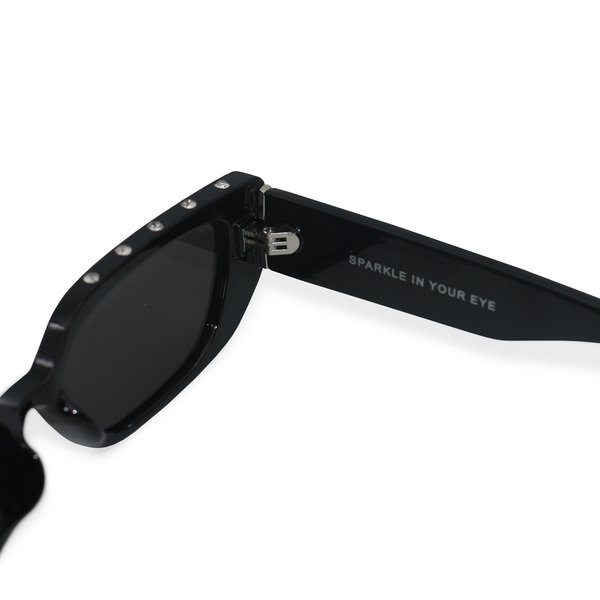 thumbnail image 2 of CG Eyewear Women's Rectangular Rhinestone Studded Narrow Sunglasses – Black, 100% UV400 Protection 2 of 5