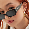 Sustainable Black Women's Sunglasses with crystal rhinestones | Model 2 | Topfoxx