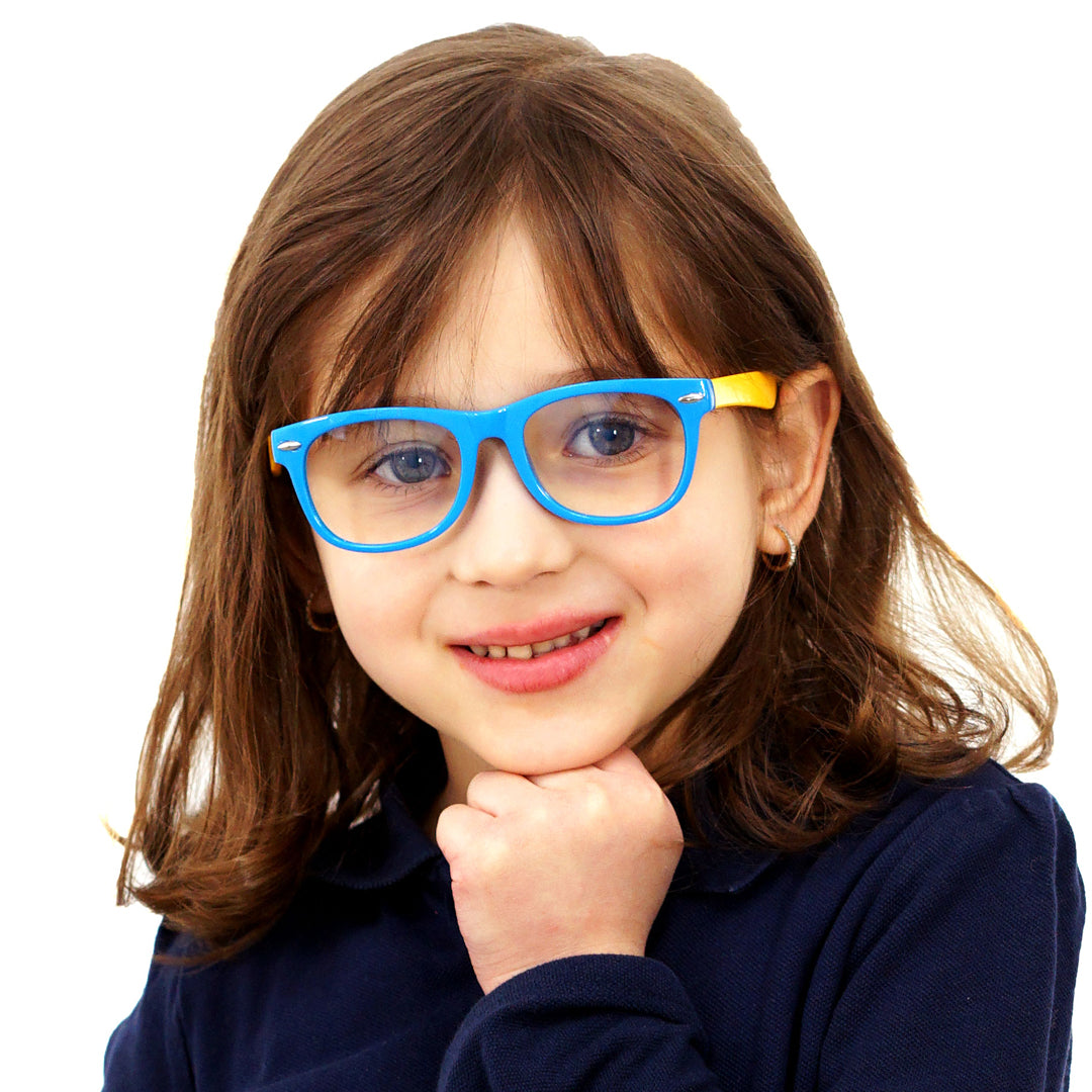 TopFoxx Junie Blue Yellow Kids Anti-Blue Light Glasses - Model
