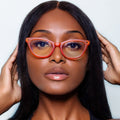 Prescription Cat Eye Glasses For Women - Stehpanie Burnt Orange - Model - TopFoxx