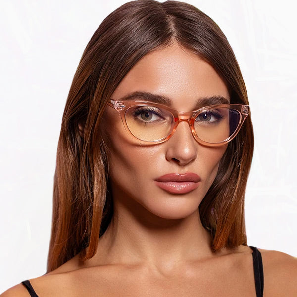 Cat Eye Anti Blue Light Glasses for Women - Stephanie Crystal Rose - Model - TopFoxx