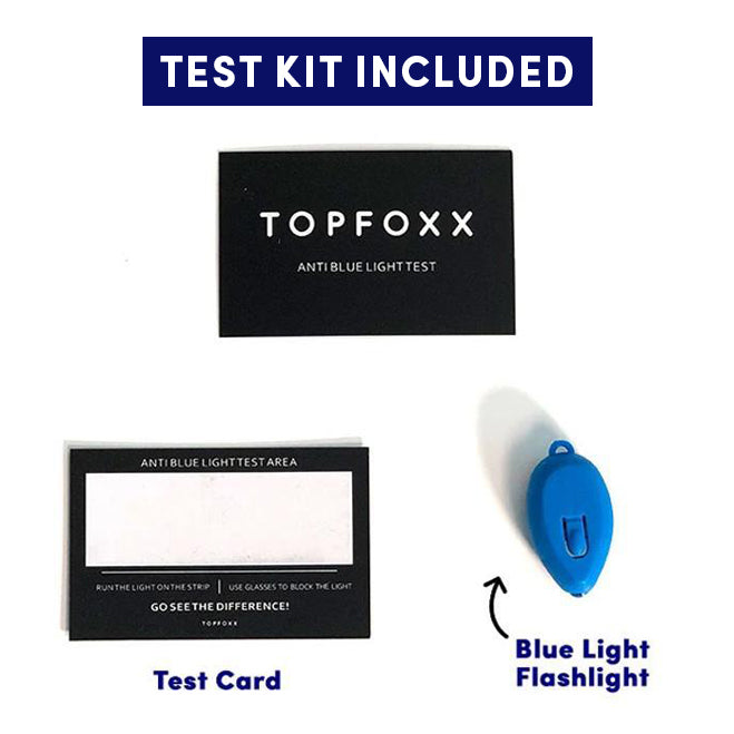 Blue Light Glasses Test Kit - Included with Betty Black Octagon Glasses - TopFoxx