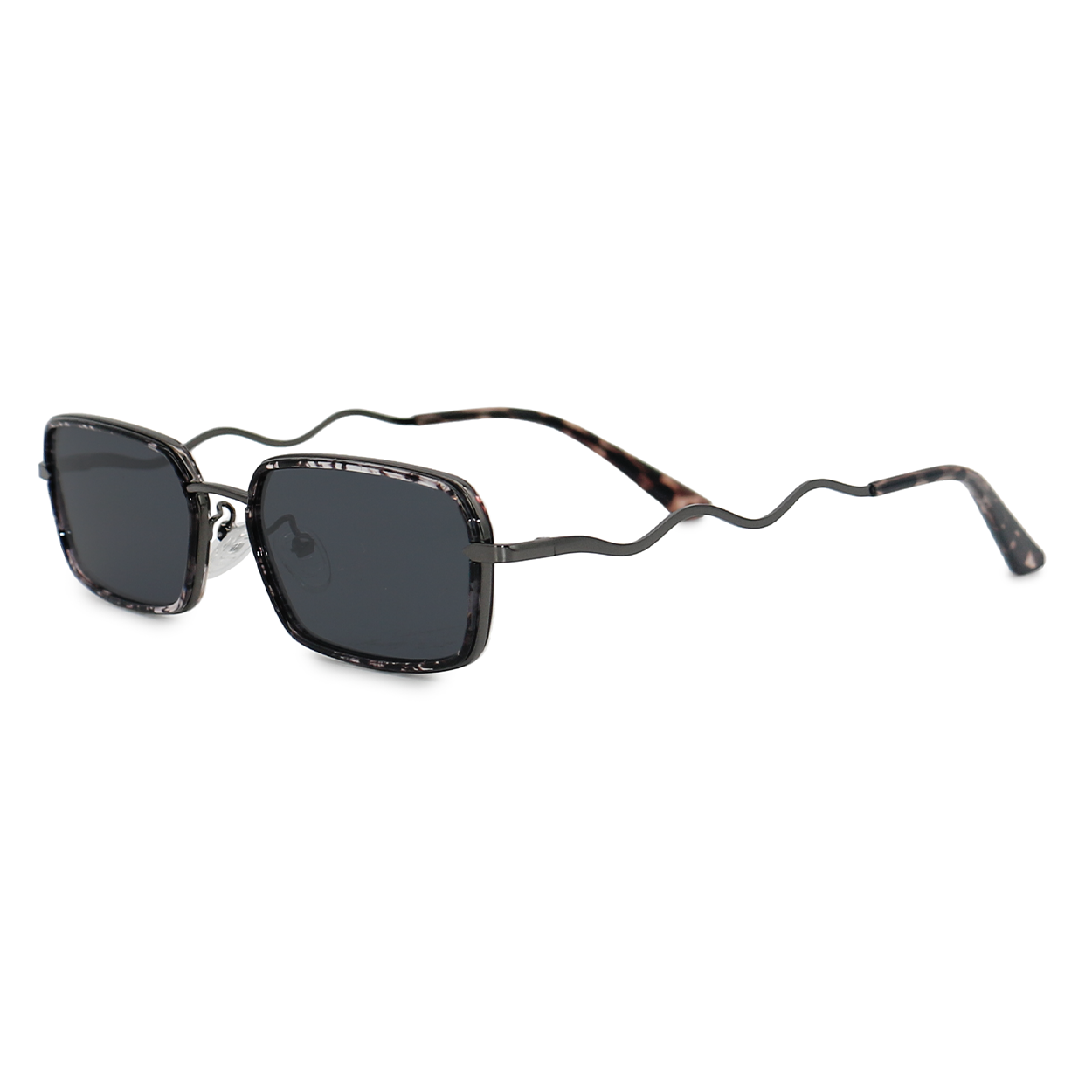 TopFoxx - EVE Black - Rectangular Sunglasses for Women - Wavy Arms