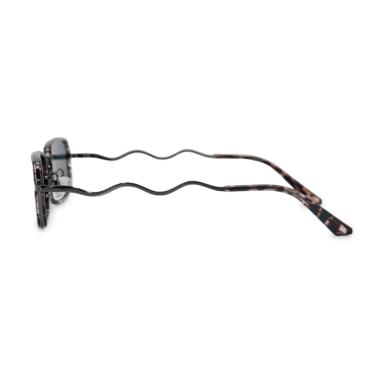 TopFoxx - EVE Black - Rectangular Sunglasses for Women - Side Profile - Wavy Arms
