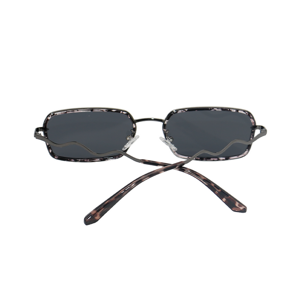 TopFoxx - EVE Black - Rectangular Sunglasses for Women - Wavy Arms Sunglasses - Back Profile
