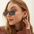 TopFoxx - EVE Black - Rectangular Sunglasses for Women - Model 2 Wavy Arms