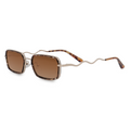 TopFoxx - EVE Brown- Rectangular Sunglasses for Women - Wavy Arms - Side Profile