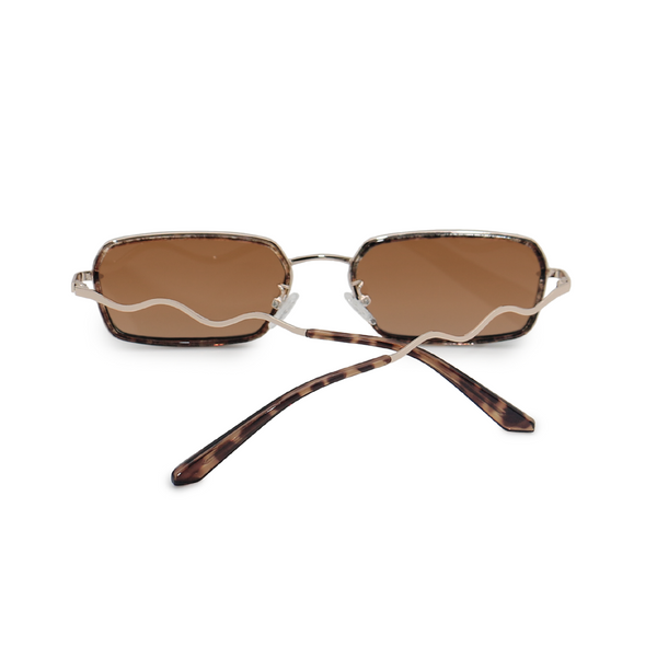 TopFoxx - EVE Brown- Rectangular Sunglasses for Women - Wavy Arms Sunglasses - Back Profile