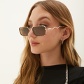 TopFoxx - EVE Brown- Rectangular Sunglasses for Women - Wavy Arms - Model 3
