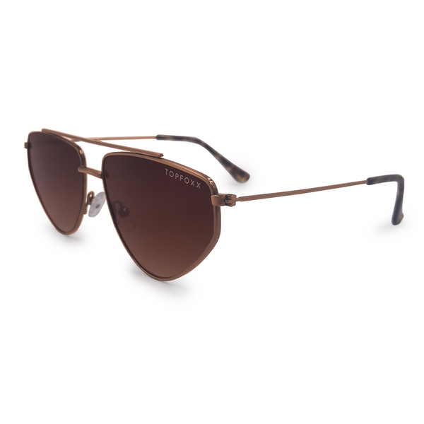 TopFoxx - Hasta La Vista - Brown Cat-Eye Aviator Sunglasses for Women - Unique Aviators - Side Profile