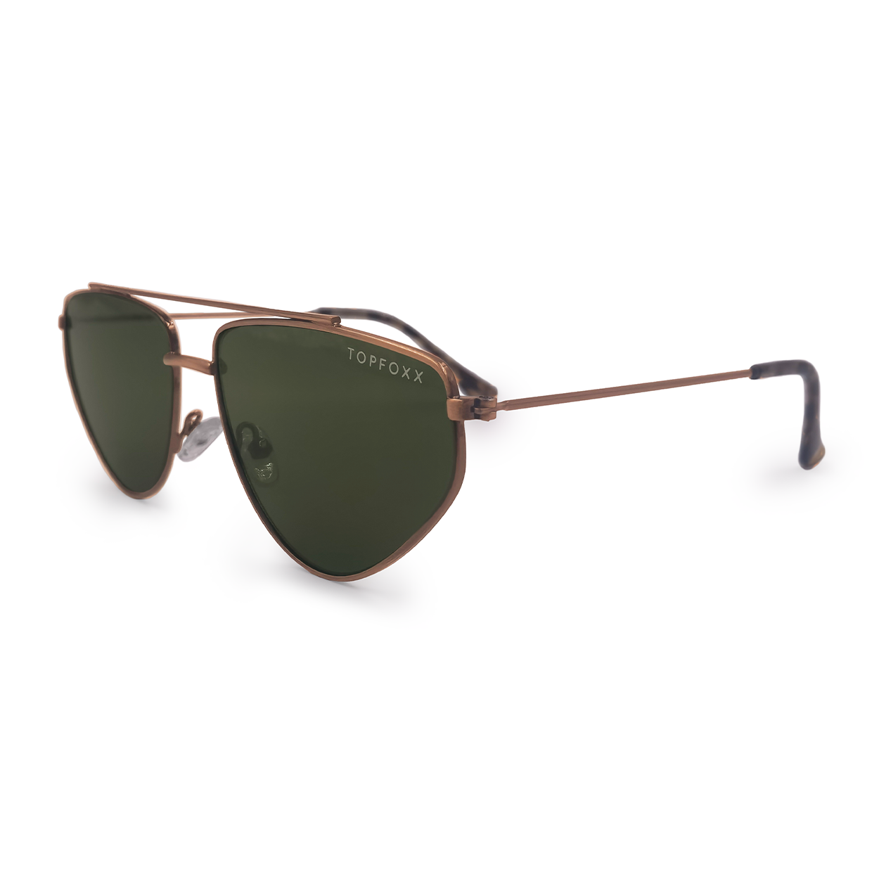 TopFoxx - Hasta La Vista - Dark Green Cat-Eye Aviator Sunglasses for Women - Unique Aviators - Side Profile