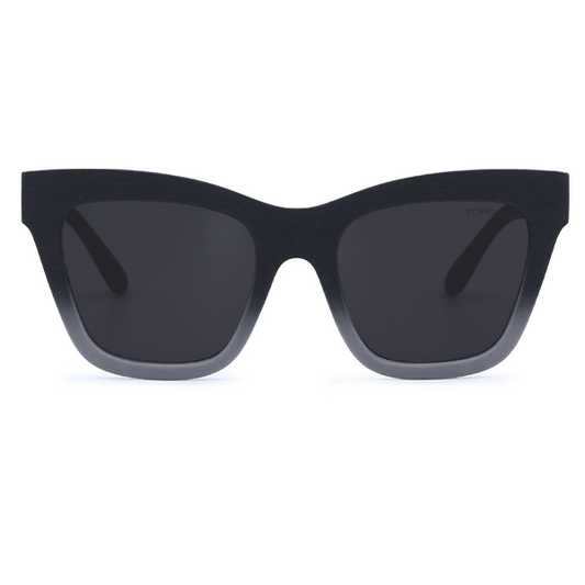 TopFoxx - Cosmo - Black & Grey Oversized Cat Eye Sunglasses For Women - Faded Black Sunglasses