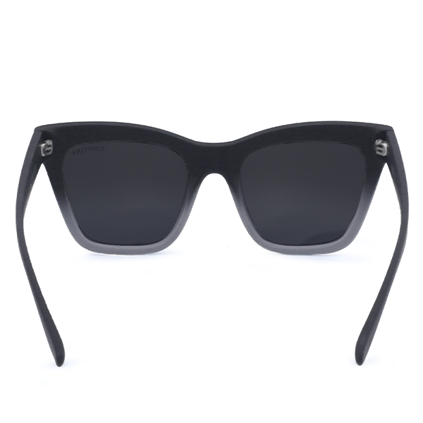 TopFoxx - Cosmo - Black & Grey Designer Oversized Cat Eye Sunglasses For Women - Back Profile